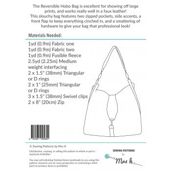 Reversible Hobo Bag Sewing Pattern