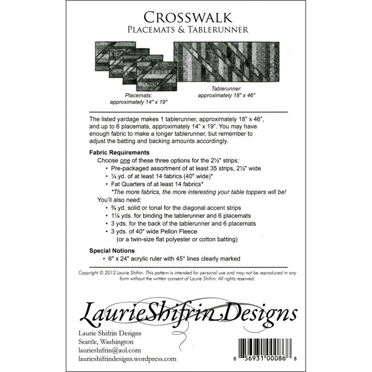 Crosswalk Placemats & Tablerunner