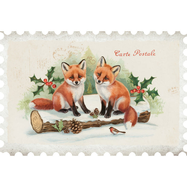Vintage Christmas Postage Fabric Panel 11