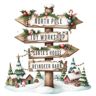 Christmas Signpost Fabric Panel 2