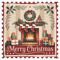 Vintage Christmas Stamps Fabric Panel 53