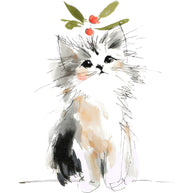 Handdrawn Christmas Cats Fabric Panel 76