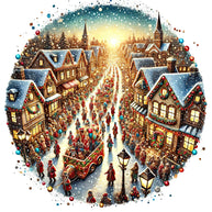 Christmas Villages Fabric Panel 2