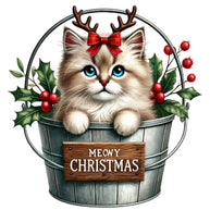 Meowy Christmas Fabric Panel 17