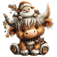 Christmas Highland Cow Fabric Panel 19