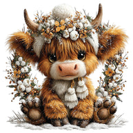 Christmas Highland Cow Fabric Panel 34