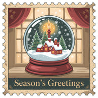 Vintage Christmas Stamps Fabric Panel 19