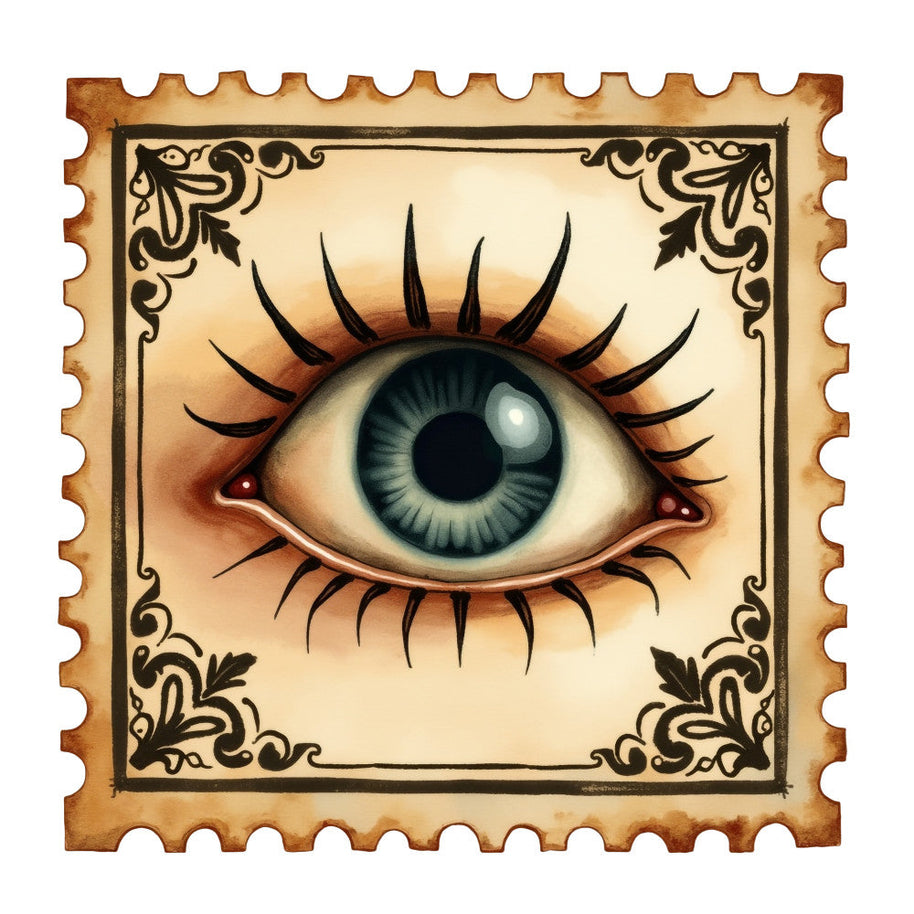 Halloween Postage Stamps Fabric Panel 15