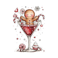 Whimsical Christmas Cocktail Fabric Panel 2