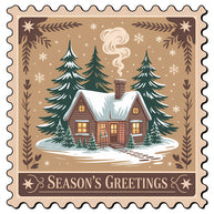 Vintage Christmas Stamps Fabric Panel 2