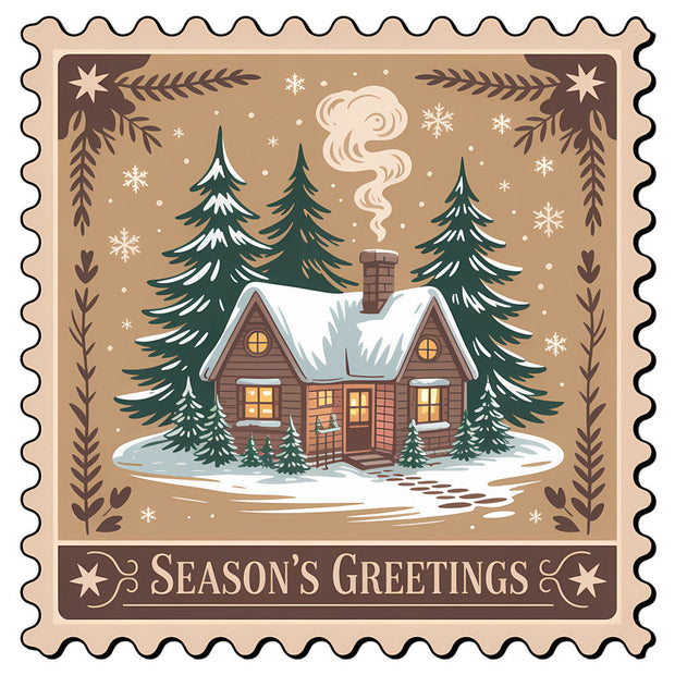 Vintage Christmas Stamps Fabric Panel 2