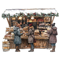 Watercolor Christmas Scene Fabric Panel 21
