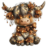 Christmas Highland Cow Fabric Panel 27
