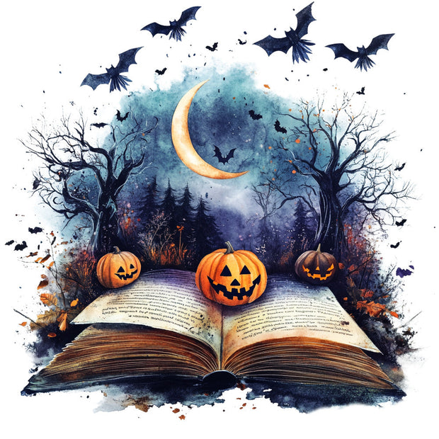 Halloween Books Fabric Panel 2
