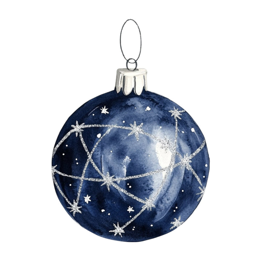 Watercolor Christmas Ornaments Fabric Panel 28