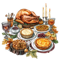 Watercolor Thanksgiving Fabric Panel 12