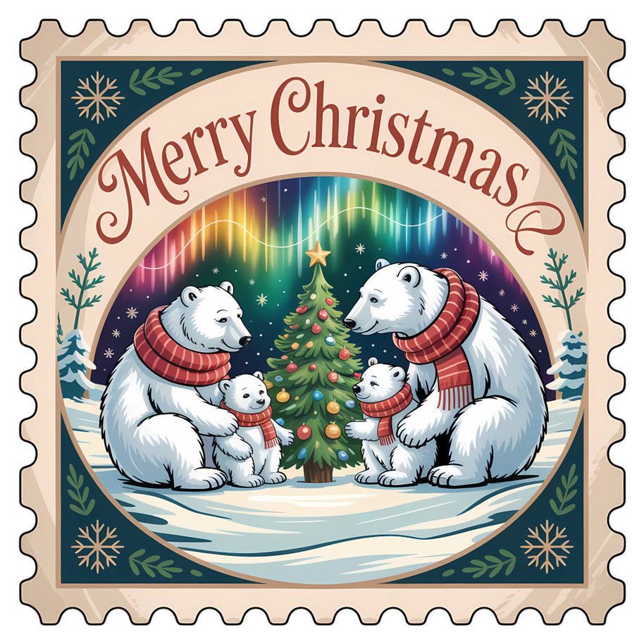 Vintage Christmas Stamps Fabric Panel 33