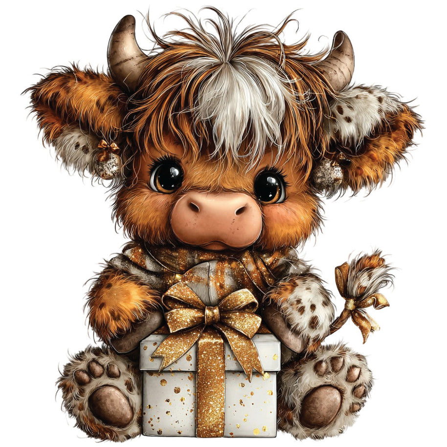 Christmas Highland Cow Fabric Panel 41