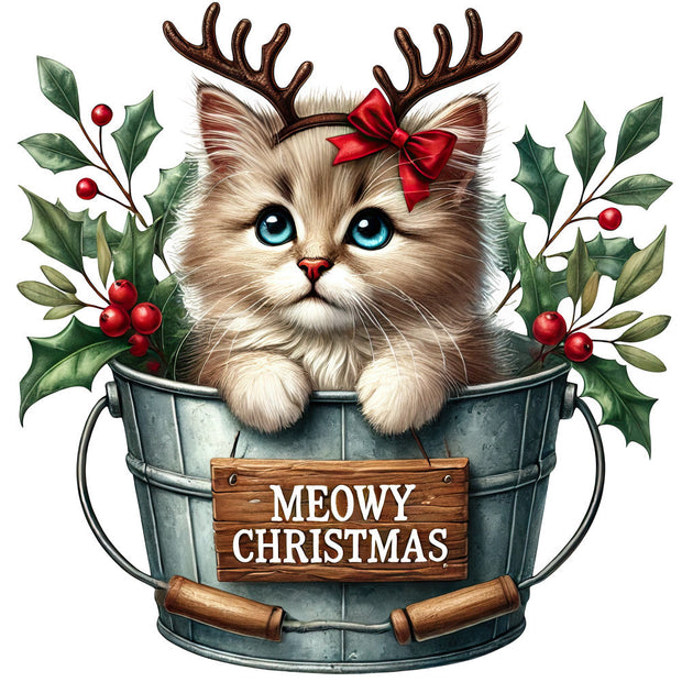 Meowy Christmas Fabric Panel 8