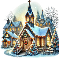 Christmas Villages Fabric Panel 80