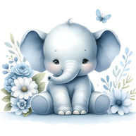 Baby Boy Elephant Fabric Panel 21