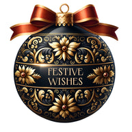 Elegant Christmas Ball Ornaments Fabric Panel 26