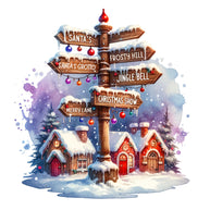 Christmas Signpost Fabric Panel 12