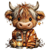 Christmas Highland Cow Fabric Panel 30