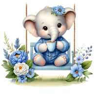Baby Boy Elephant Fabric Panel 48