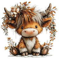 Christmas Highland Cow Fabric Panel 29
