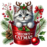 Meowy Christmas Fabric Panel 18