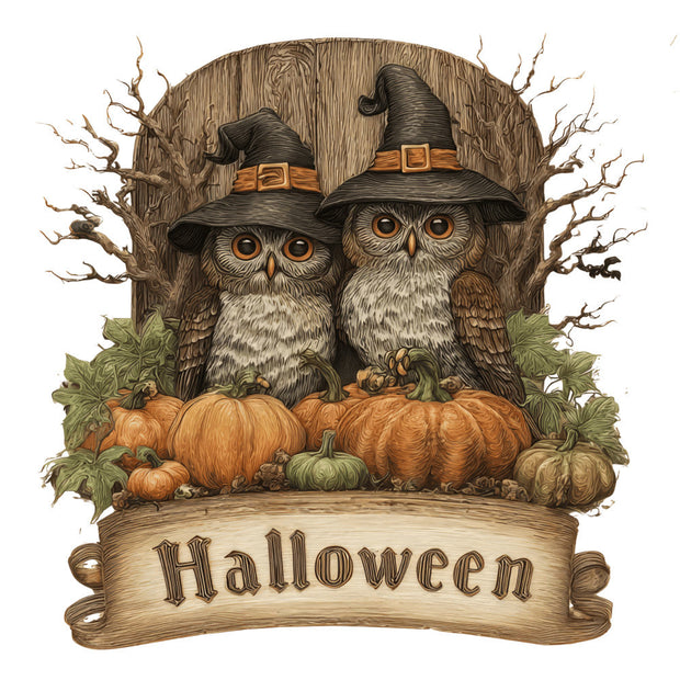 Halloween Owl Ornament Fabric Panel 11