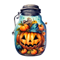 Watercolor Halloween Jar Fabric Panel 5