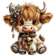 Christmas Highland Cow Fabric Panel 32