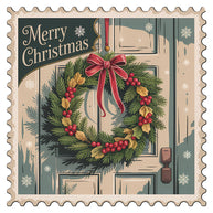 Vintage Christmas Stamps Fabric Panel 57