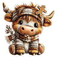 Christmas Highland Cow Fabric Panel 10