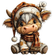 Christmas Highland Cow Fabric Panel 17