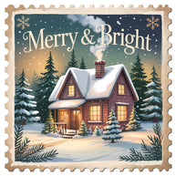 Vintage Christmas Stamps Fabric Panel 16