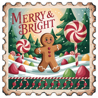 Vintage Christmas Stamps Fabric Panel 23