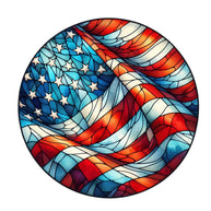 Round Stained Glass Patriotic Fabric Panel 9