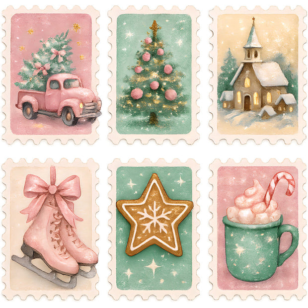 A Pink Christmas Fabric Panel 12