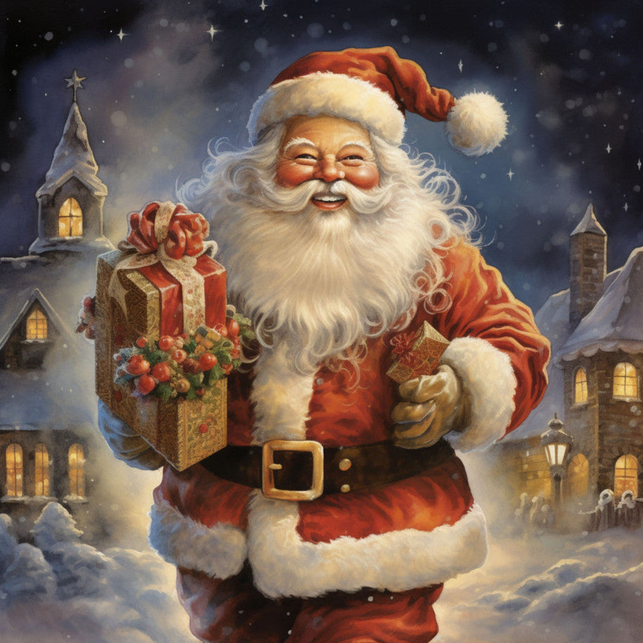 Santa Claus Christmas Scene Fabric Panel 8