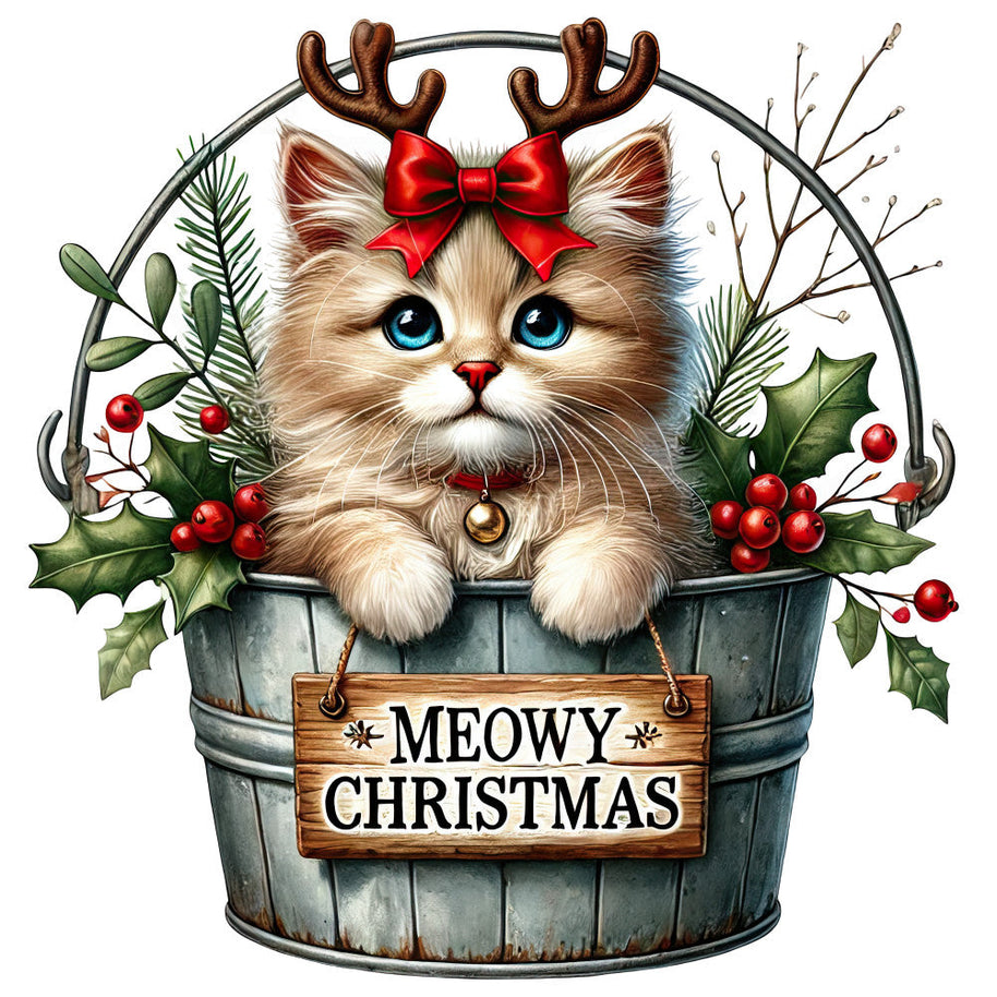 Meowy Christmas Fabric Panel 10