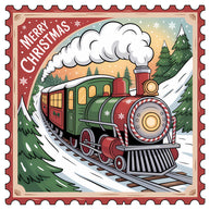 Vintage Christmas Stamps Fabric Panel 17