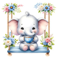 Baby Boy Elephant Fabric Panel 46