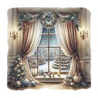 Vintage Christmas Window Fabric Panel 9