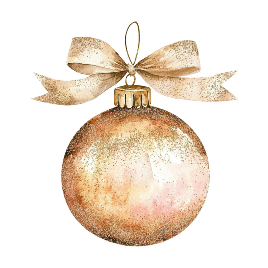 Watercolor Christmas Ornaments Fabric Panel 2