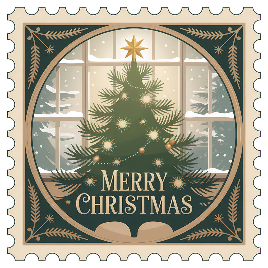 Vintage Christmas Stamps Fabric Panel 29