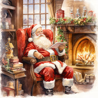 Santa Claus Christmas Scene Fabric Panel 23