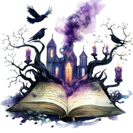 Halloween Books Fabric Panel 14